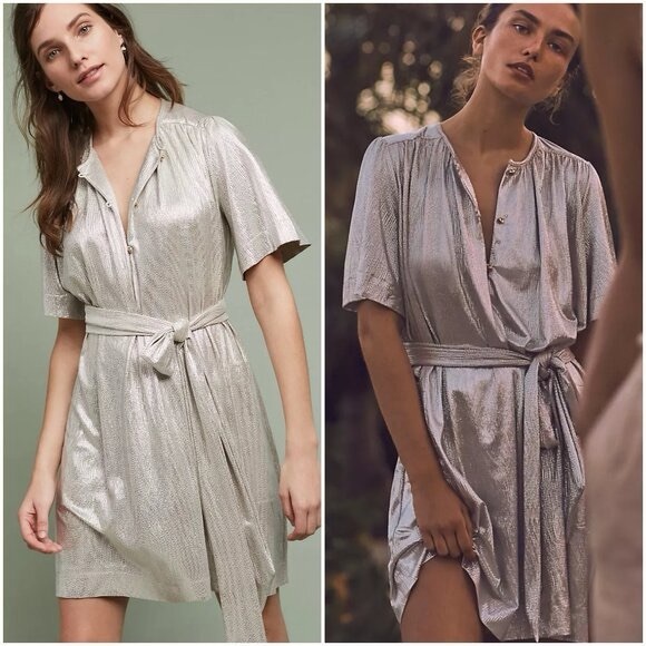 Anthropologie Dresses & Skirts - NWOT Sabina Musayev Metallic Gold dress size XS